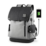 Anti-theft Waterproof Faux Leather Travel Backpack with USB Port for Men